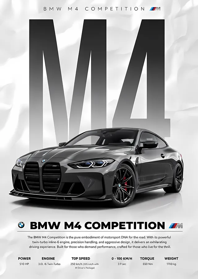 BMW M4 Competition metal tablo
