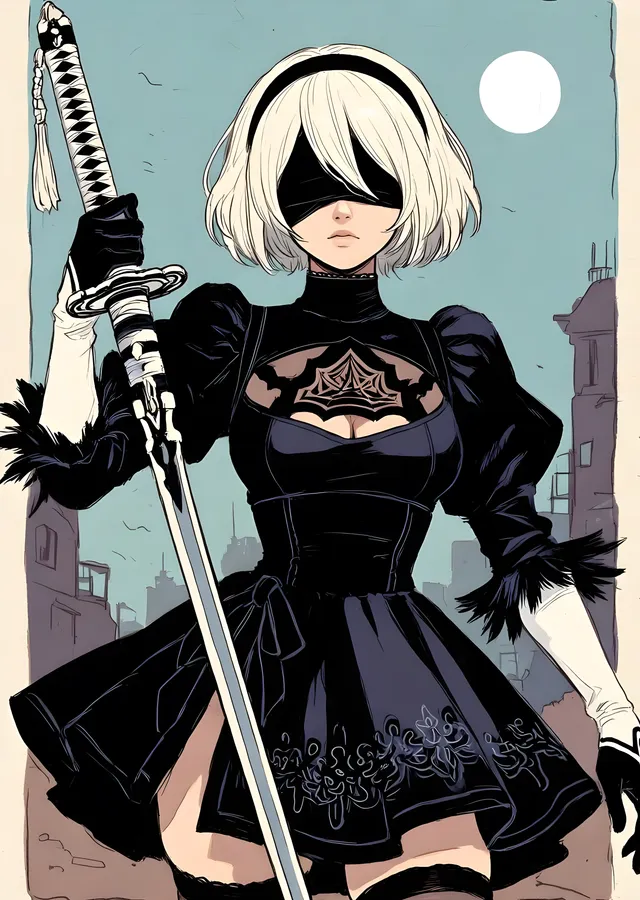 NieR:Automata: 2B Anime Stili metal tablo