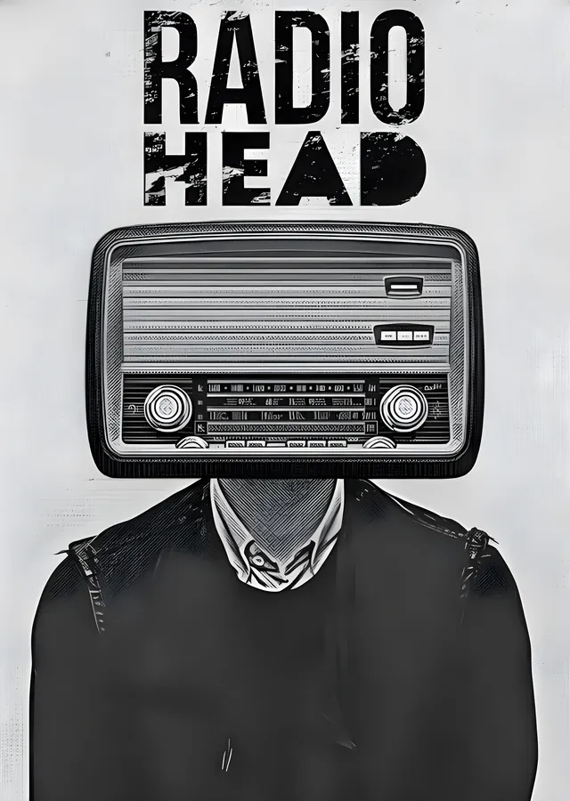 Radiohead: Vintage Radyo Portresi metal tablo