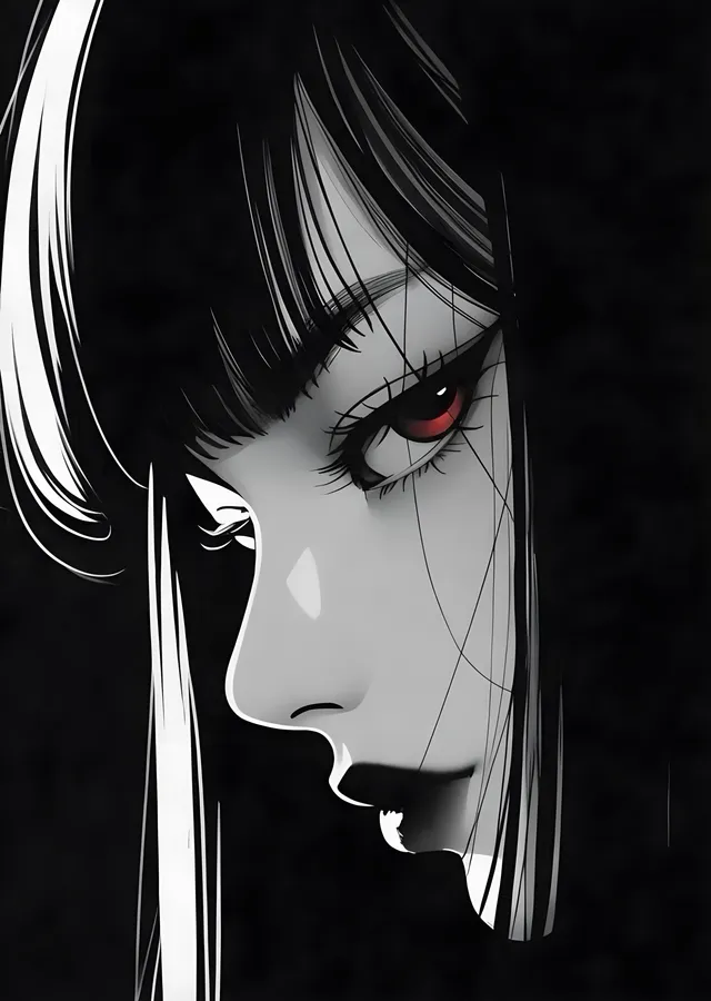 Kırmızı Gözlü Anime Karakteri metal tablo