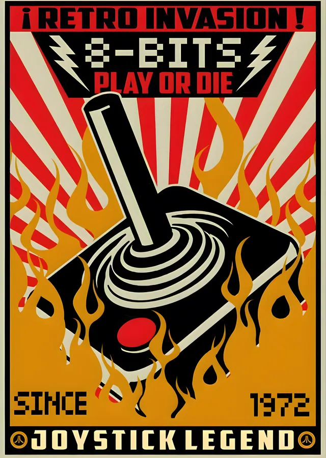 Retro Invasion: 8-Bits Play or Die metal tablo