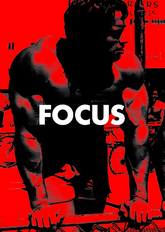 Focus - Kırmızı Zeminde Şınav metal tablo