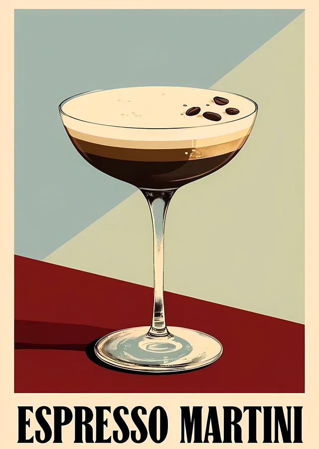 Espresso Martini: Geometrik Zemin metal tablo