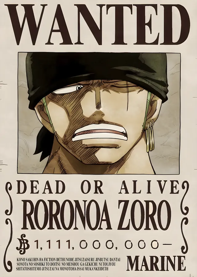 Roronoa Zoro: Kaşlı Bandana metal tablo
