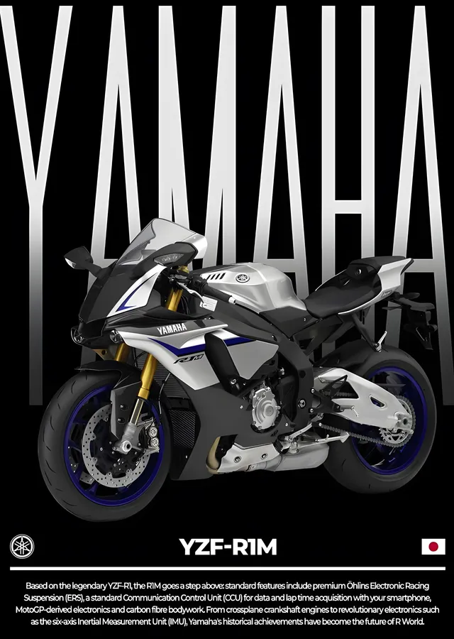 Yamaha YZF-R1M - Beyaz Zemin metal tablo