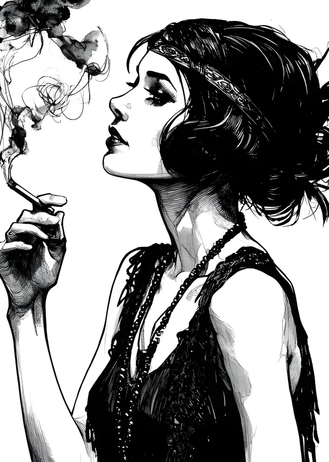 1920'ler Flapper İllüstrasyonu metal tablo