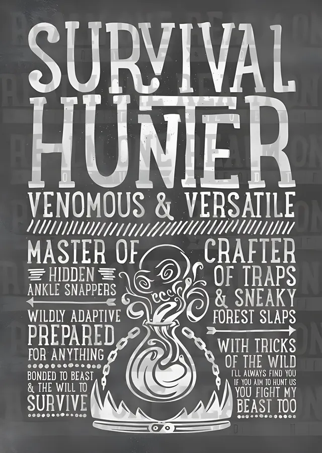 Survival Hunter - Tipografi metal tablo