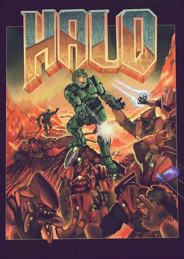 Halo: Retro Kapak metal tablo
