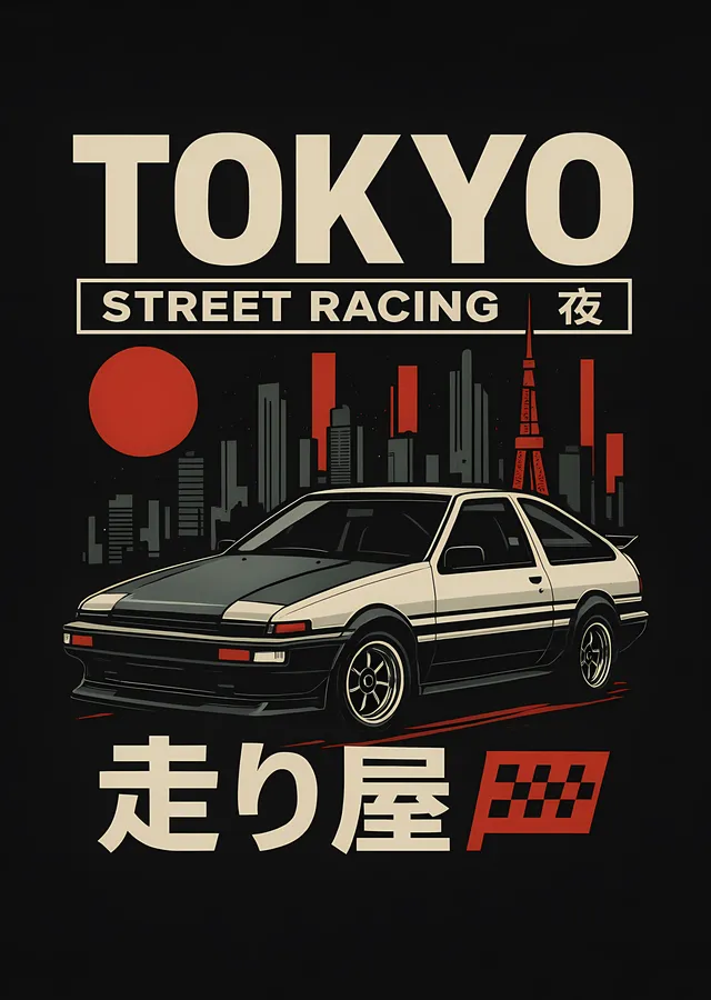 Tokyo Street Racing - AE86 metal tablo