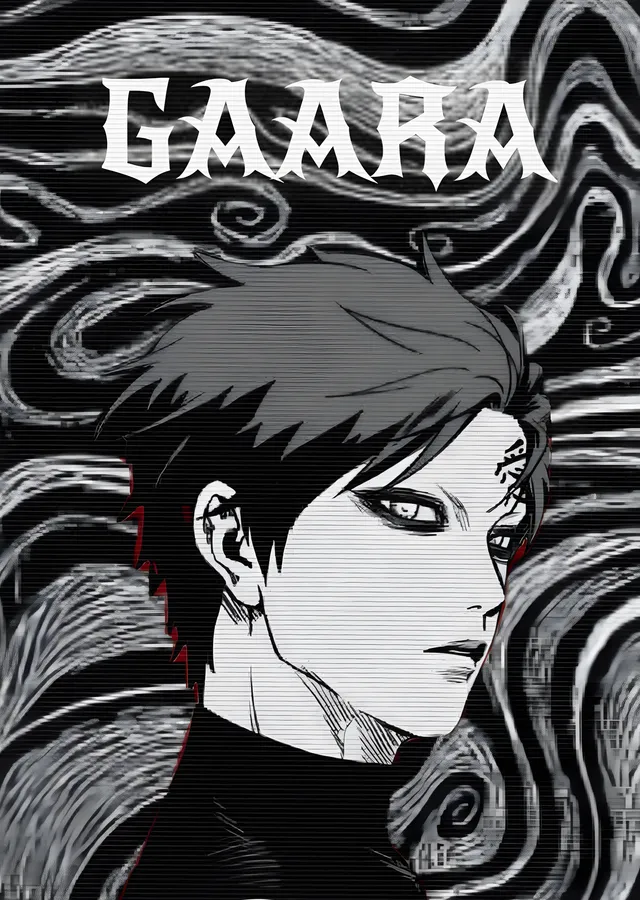 Gaara - Siyah Beyaz Manga Portresi metal tablo