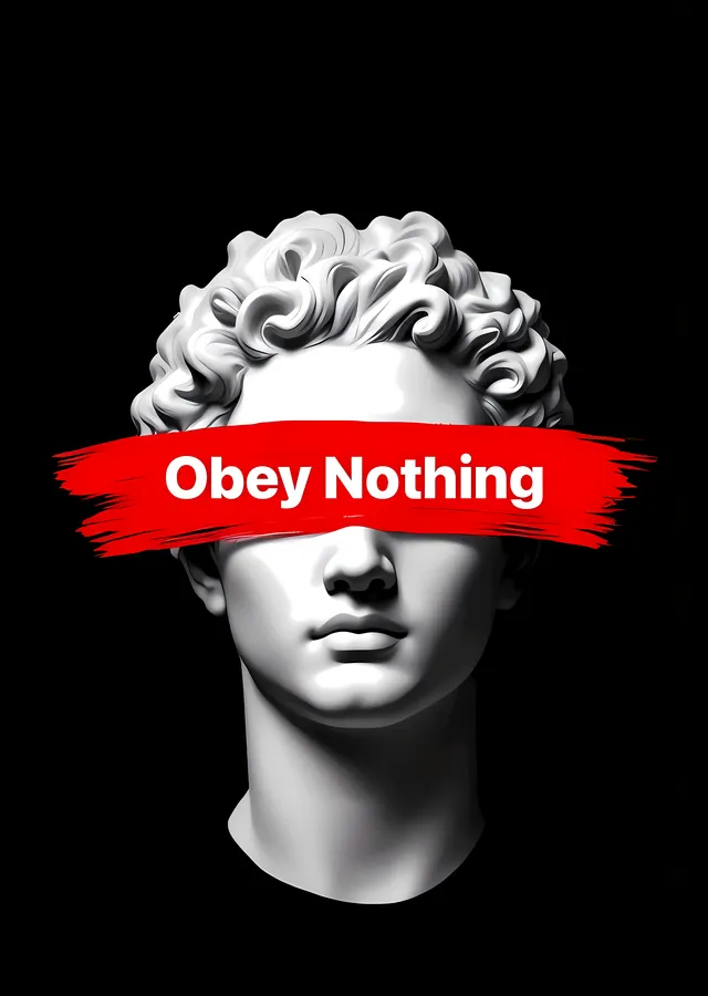 Obey Nothing: Klasik Portre ile Modern Mesaj metal tablo