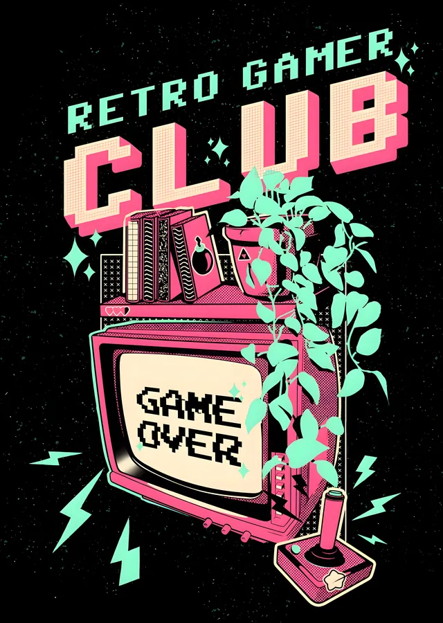 Retro Gamer Club: Vintage Oyun Atmosferi metal tablo