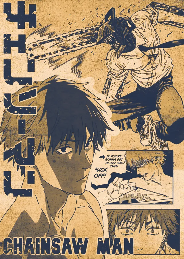 Chainsaw Man: Sepya Manga Sayfası metal tablo