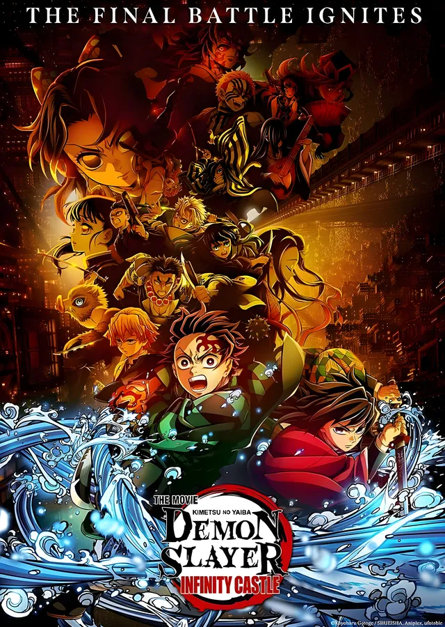 Demon Slayer: Sonsuzluk Kalesi - Turuncu ve Lacivert metal tablo
