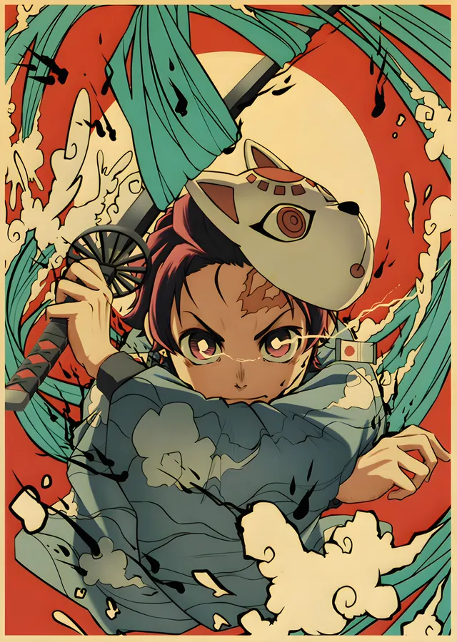 Kimetsu no Yaiba: Turkuaz Rüzgar metal tablo