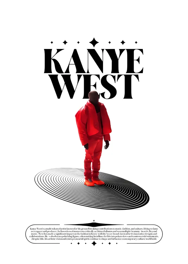 Kanye West: Müzik ve Moda İkonu metal tablo