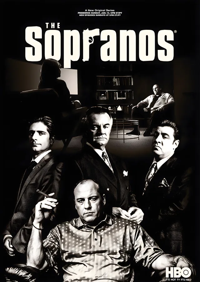 The Sopranos - Siyah ve Beyaz Desenli metal tablo