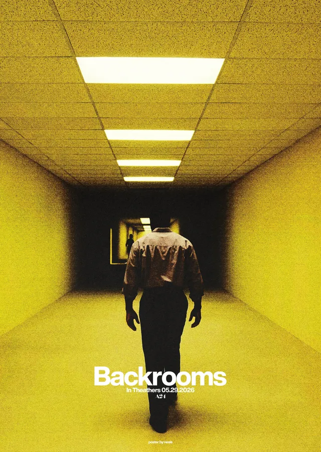 Backrooms - Koridorda Uzaklaşan Adam metal tablo