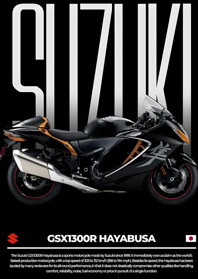 Suzuki GSX1300R Hayabusa Siyah metal tablo