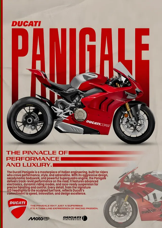 Ducati Panigale V4 - Retro Afiş metal tablo