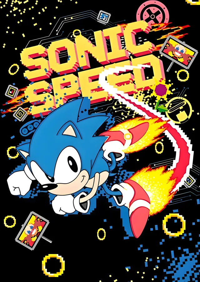 Sonic Speed: Retro Piksel metal tablo