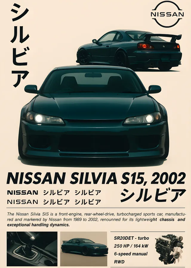 Nissan Silvia S15: Japonca Reklam Düzeni metal tablo