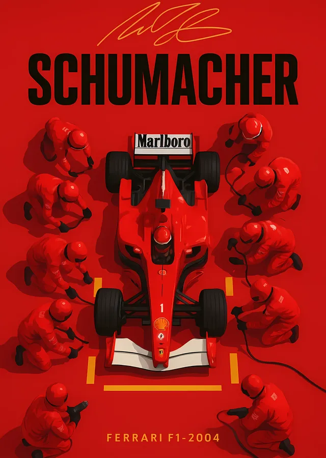 Michael Schumacher Ferrari F1-2004 metal tablo