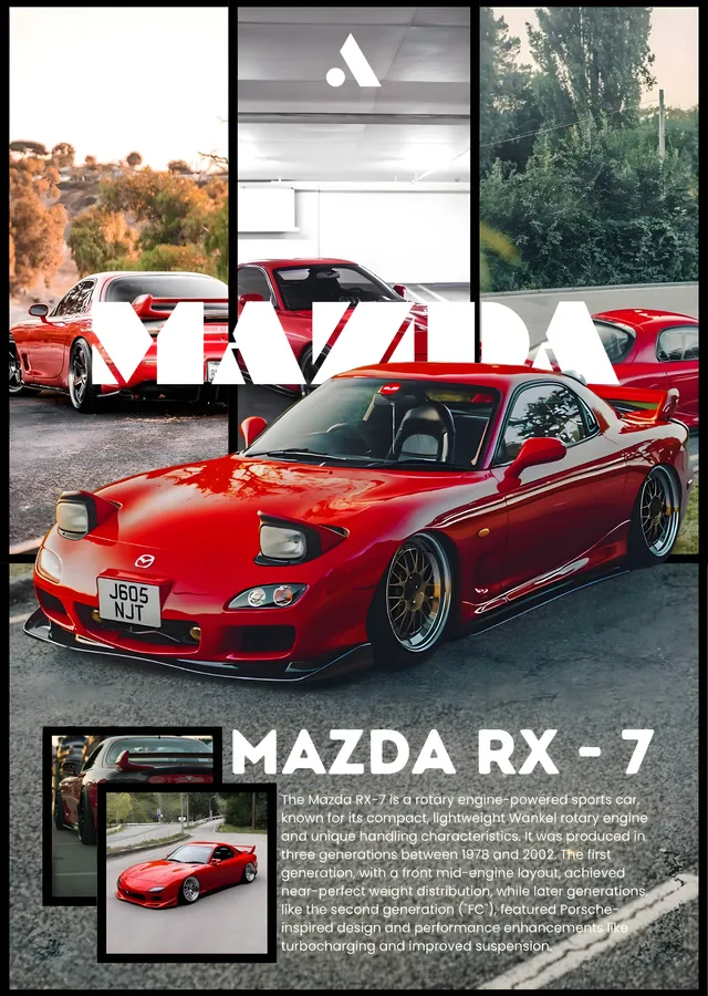 Mazda RX-7 - Kırmızı Gövde metal tablo
