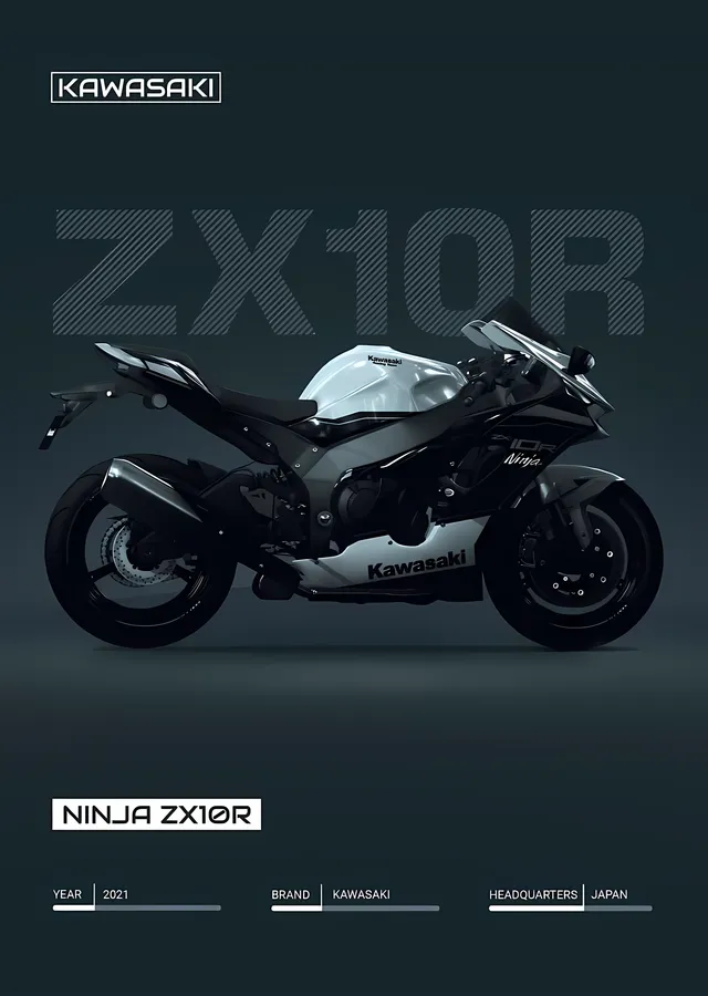 Kawasaki Ninja ZX-10R - Petrol Mavisi metal tablo
