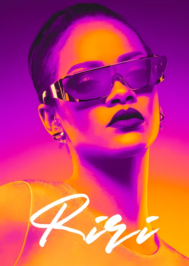 Riri: Neon Pop Portre metal tablo