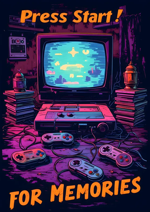 Press Start: 80'ler ve 90'lar Oyun Anıları metal tablo