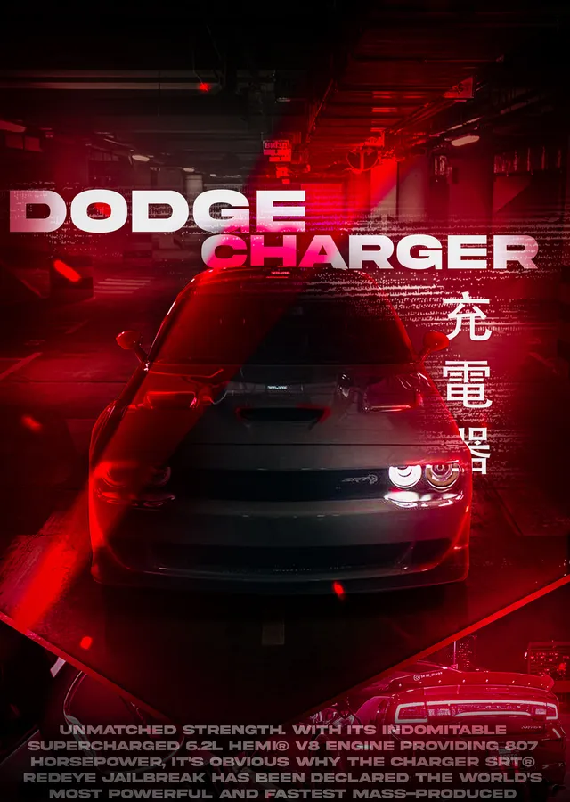 Dodge Charger - Kırmızı metal tablo
