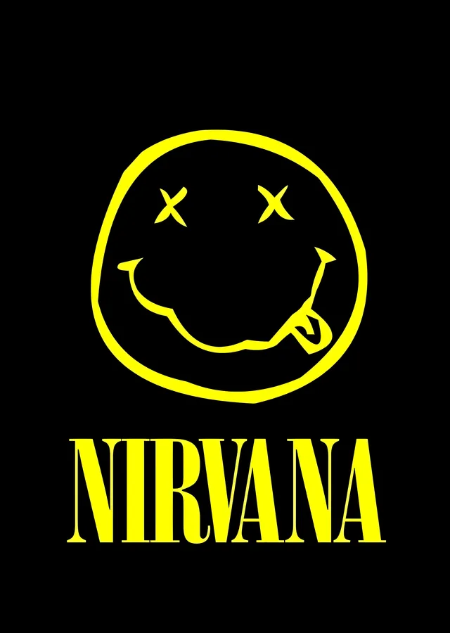 Nirvana: Smiley Face Logo - Siyah Fondaki Sarı Çizim metal tablo