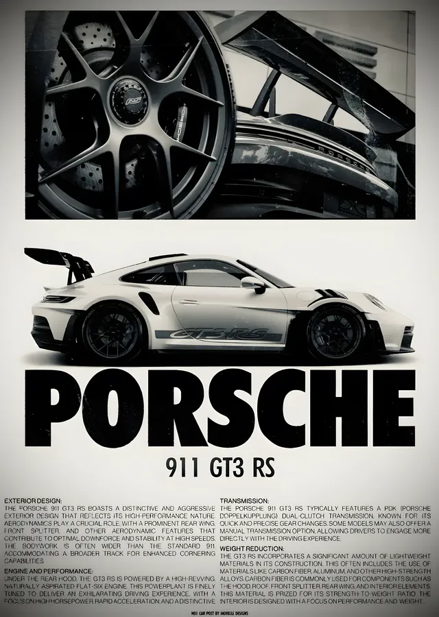 Porsche 911 GT3 RS: Performans ve Tasarımın Kralı metal tablo