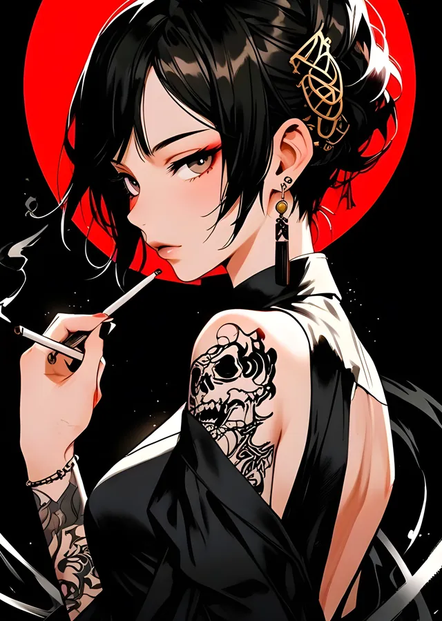 Dövmeli Anime Karakteri metal tablo