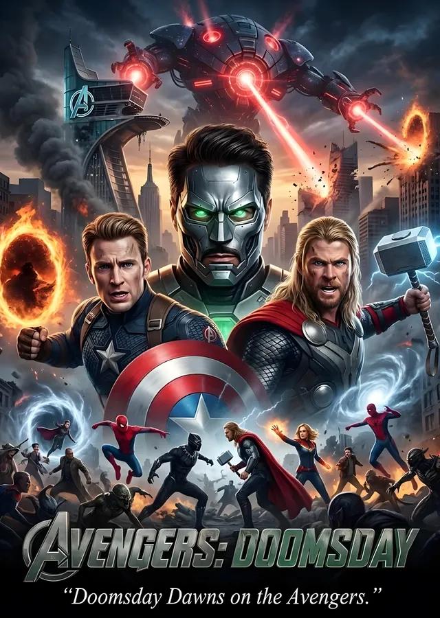 Avengers: Doomsday - Şehir Kuşatması metal tablo