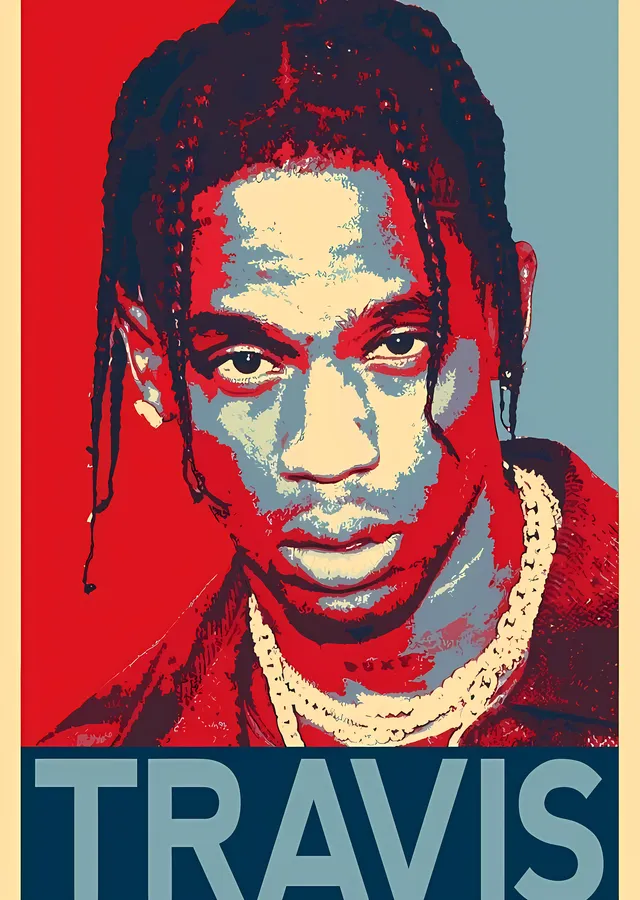 Travis Scott: Popüler Rapper Portresi metal tablo