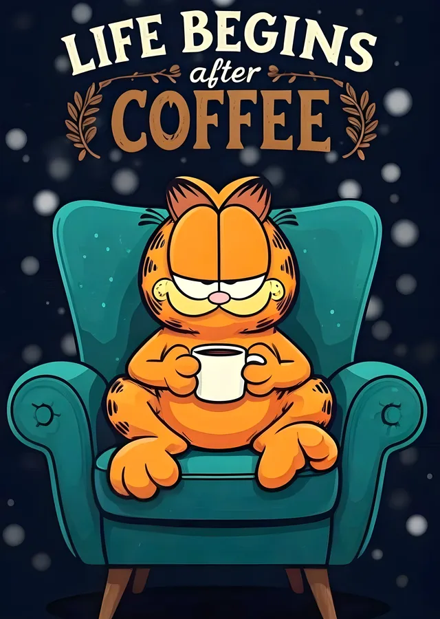 Garfield: Life Begins After Coffee metal tablo