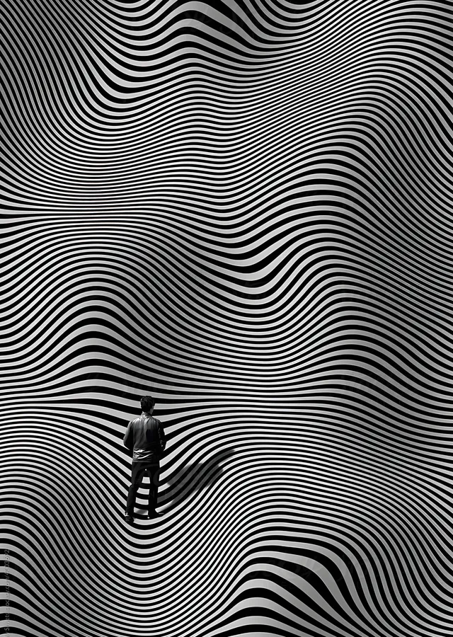 Op-Art: Dalgalı Yüzey metal tablo