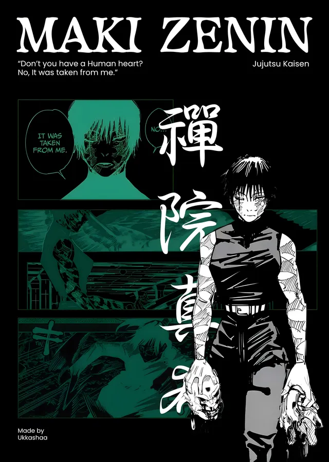 Maki Zenin: Yeşil Manga Portresi metal tablo