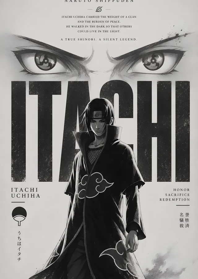 Naruto - Uchiha Itachi: Onur ve Fedakârlık metal tablo