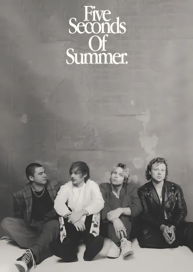 5 Seconds of Summer - Duvar Önünde Grup metal tablo