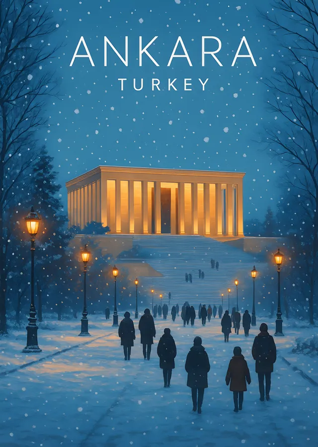 Ankara: Anıtkabir Kış Manzarası metal tablo