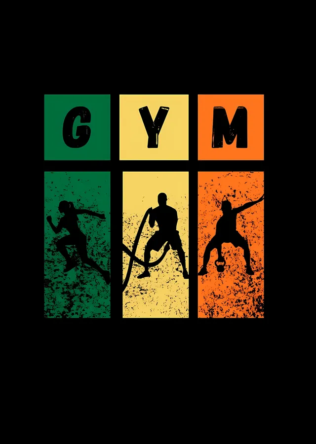 Gym - Renkli Bloklarda Antrenman Siluetleri metal tablo