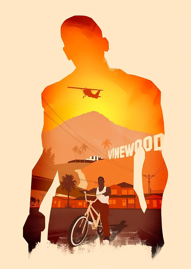 GTA V - Vinewood Gün Batımı metal tablo