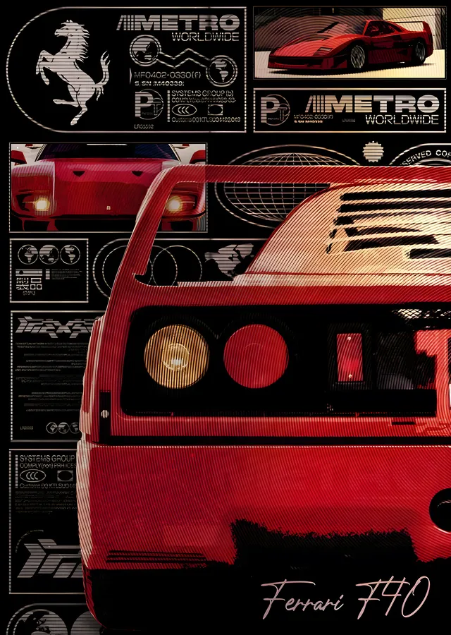 Ferrari F40 metal tablo