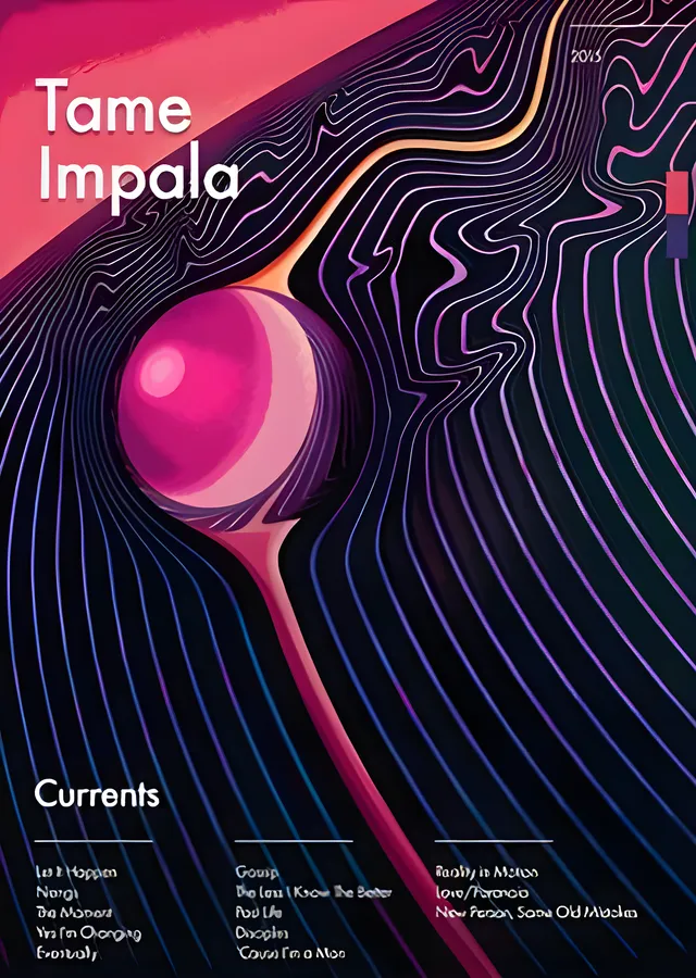Tame Impala - Currents Pembe Küre metal tablo