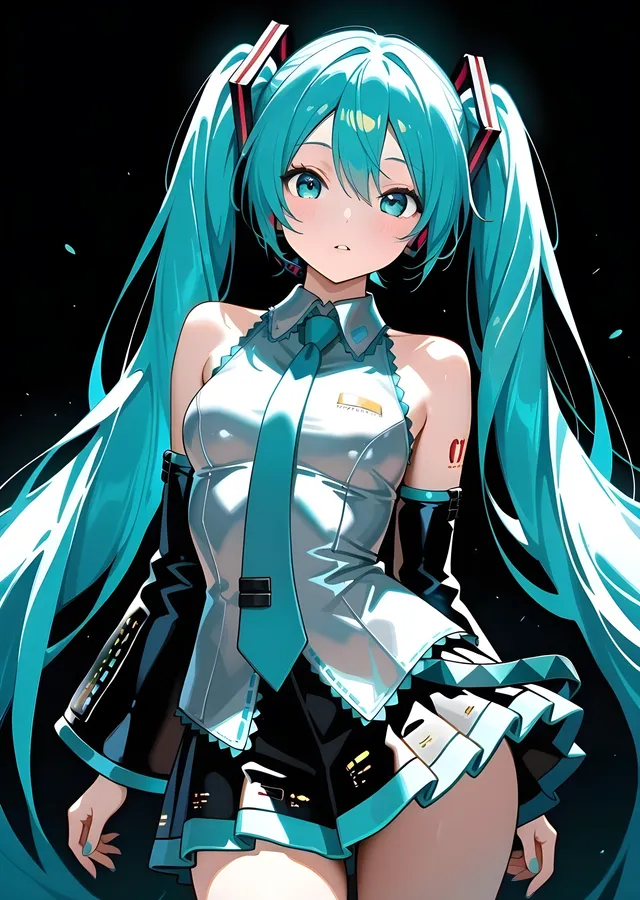 Hatsune Miku - Siyah Zeminde metal tablo