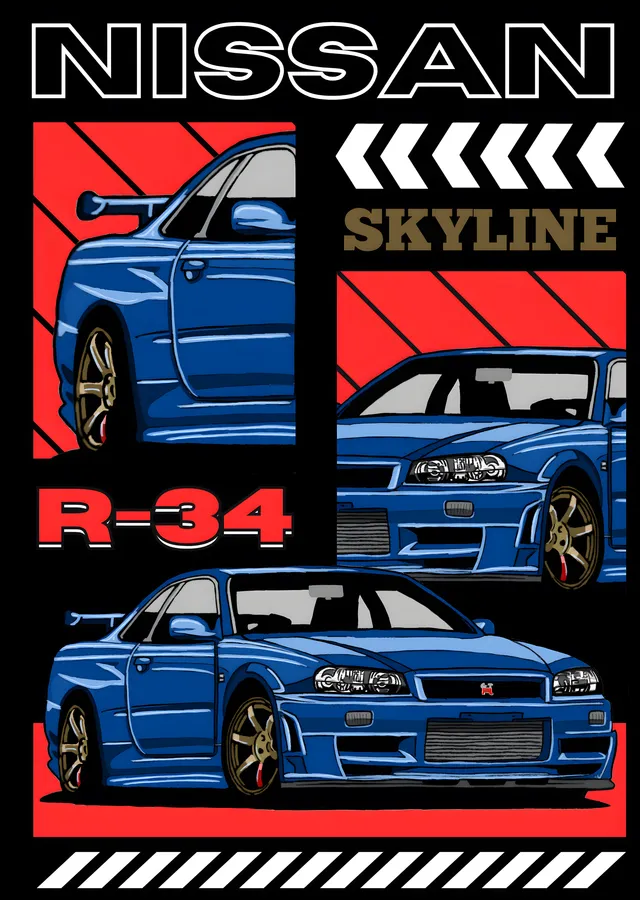 Nissan Skyline R34 - Grafik Panel metal tablo