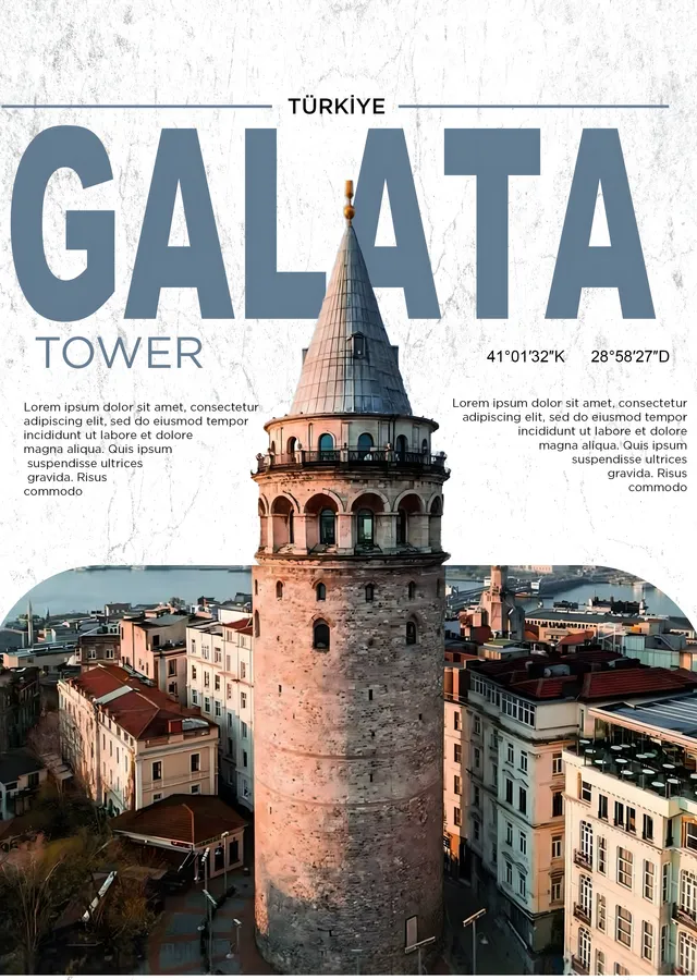 Galata Tower metal tablo